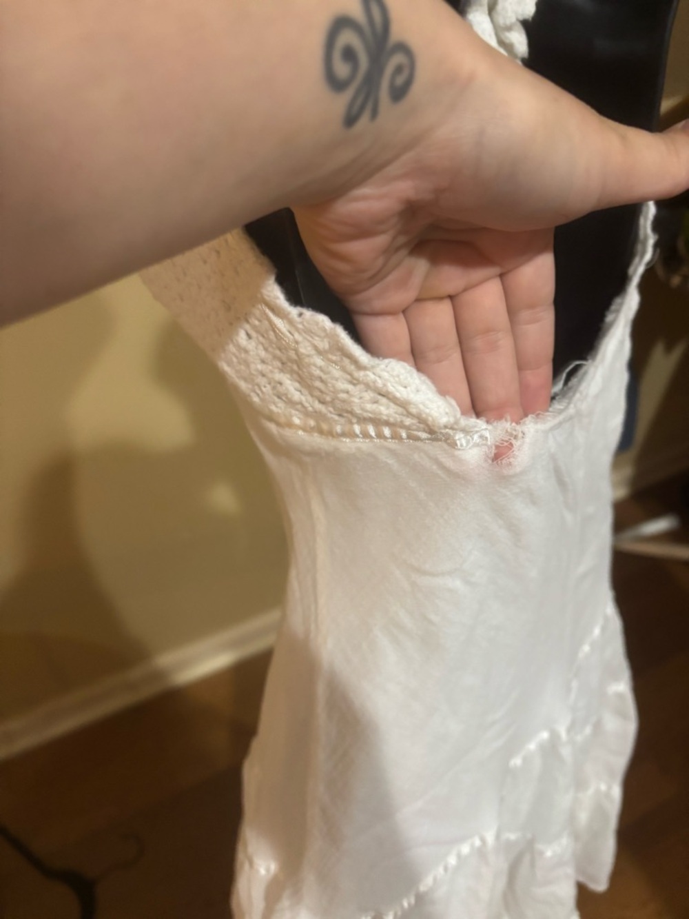 Y2K B Darlin White Crochet Halter Mini Dress Fairycore Ren Fair Boho - Picture 3 of 13